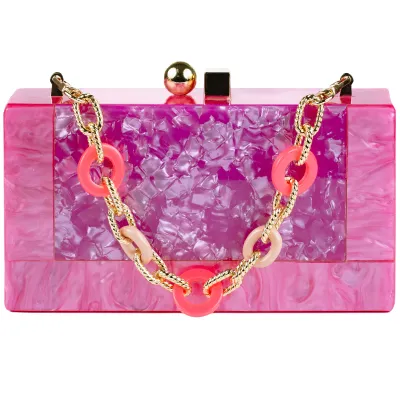 Lisa Acrylic Clutch-Roseo